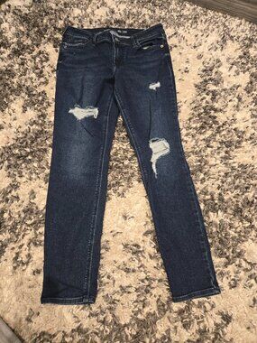 Old Navy Rockstar Super Skinny Mid-Rise Distressed Jeans | Size 10 | Dark Wash